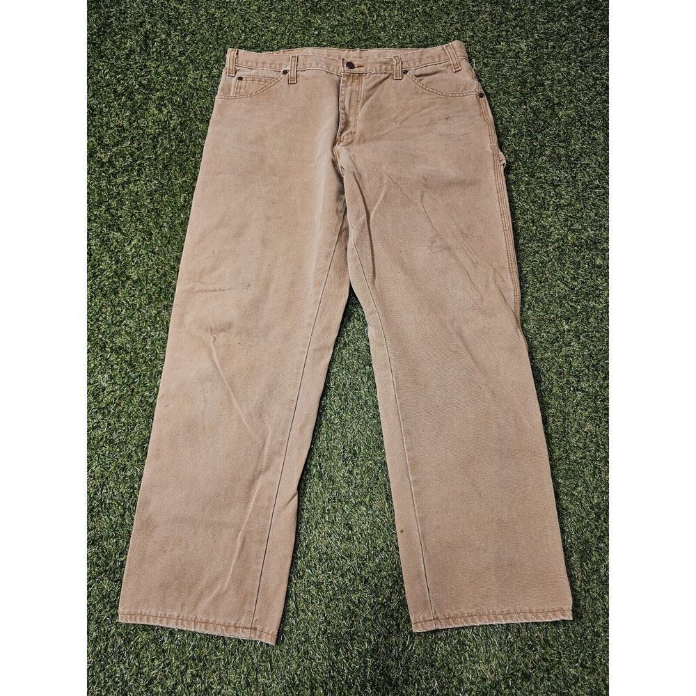 Dickies Carpenter Pants Canvas Jeans Mens 36x30 Faded Duck Brown Work 2010